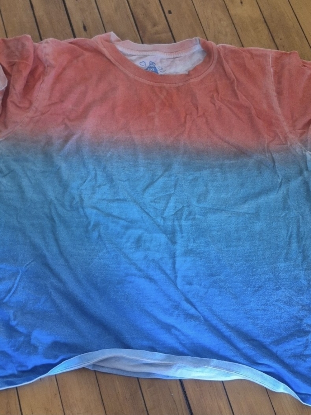 Ombre Short Sleeve Crewneck Tee in Coral and Blue